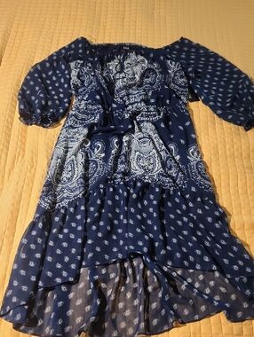 A.N.A Navy & White Paisley Dress